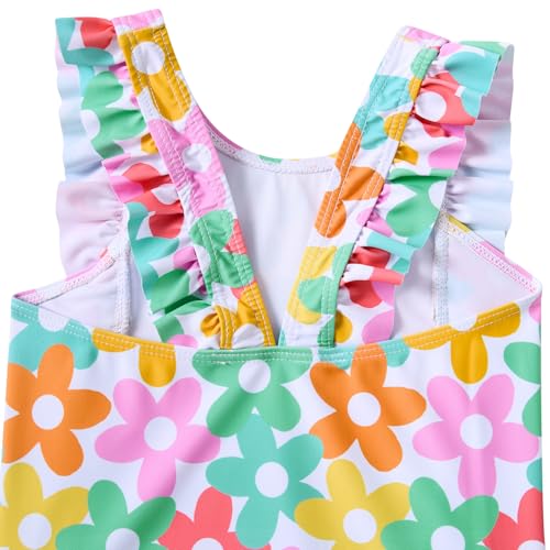 Image of RAISEVERN Baby Girls Swimsuit Ruffles Bathing Suits Cute Beach Sport Swimming Backless Summer One Piece Swimwear 2-7 Years