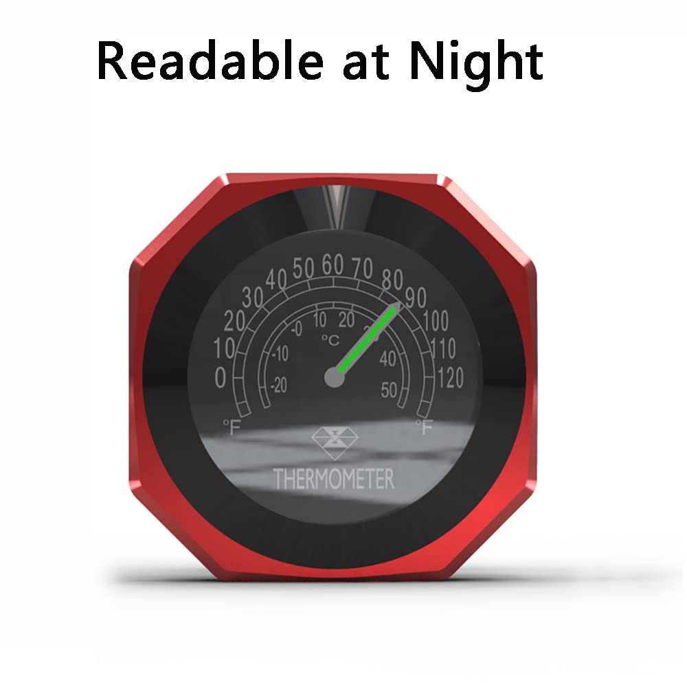 Riloer Motorrad-Lenkerthermometer, wasserdichte Temperaturanzeige aus leuchtender Legierung; Kompatibel mit Yamaha, kompatibel mit Kawasaki, kompatibel mit Suzuki, kompatibel mit Honda, schwarz rot