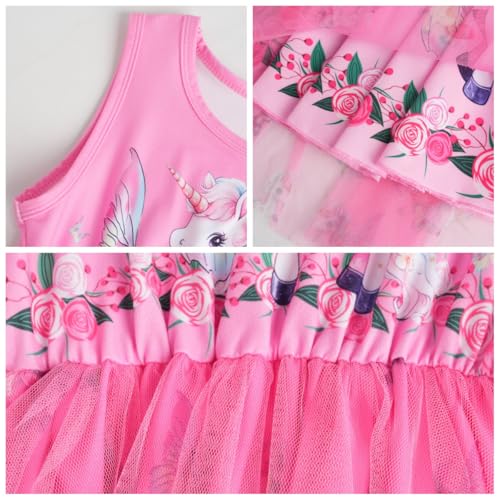 LQSZ Toddler Girl Tutu Dress Unicorn Tulle Sleeveless Crewneck Birthday Party Kindergarten for Kids Size 2-12 Years4