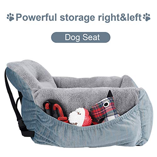WANTRYAPET Dog Car Seat, Pet Booster Seat, Dog Travel Car Carrier Bed Plush Dog Car Safety Seats with Storage Pocket… - Image 7