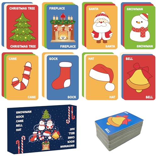 OHOME Stocking Stuffers - Christmas Card Game Snowman Sock Cane Bell Hat for Family Kids Adults Teens Games - Wildly Entertaining & Easy to Learn - 2-8 Players