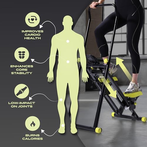 Phoenix Fitness Stair Stepper Exercise Machine - Foldable Stair Climber for Cardio & Full-Body Workout - Quiet, Portable, Low-Impact Vertical Step Machine with Adjustable Handle, Pedals & LCD Display - Image 3