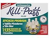 KILL-PAFF | Insecticida Eléctrico | Antimosquitos| Eficaz Contra Mosquito Tigre y Transmisores de Enfermedades Tropicales | Sin Olor|135 Noches de Protección