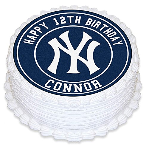 Cakecery New York Yankees Edible Cake Topper Image Personalized Birthday Sheet Party Decoration Round #TOP17