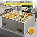 VEVOR 110V 6-Pan Commercial Food Warmer 850W Electric Countertop Steam Table 15cm/6inch Deep Stainless Steel Bain Marie Buffet Large Capacity 6x7 Quart, Silver