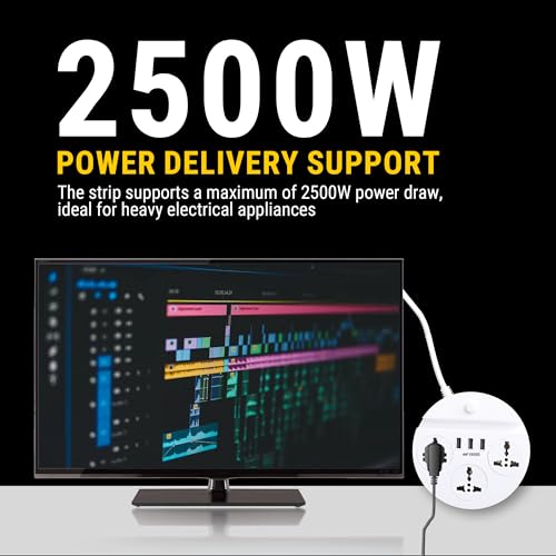 Ant Esports PS330 Power Strips with 3 Universal Socket and 3 USB-A, 3-Meter Cord, 2500-Watt, Fireproof Material, Heavy Duty Cable Overload... - Image 6