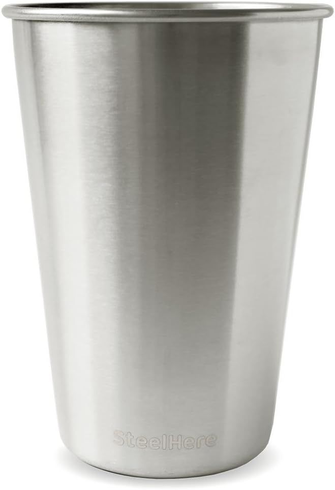 Stainless Steel Pint Cups (Pack of 5) - 16 Ounce Metal Tumblers - Unbreakable Canteen Set - Great for Indoors, Outdoors, Camping - Kids and Baby Friendly - Food Grade Steel, BPA/Lead Free!