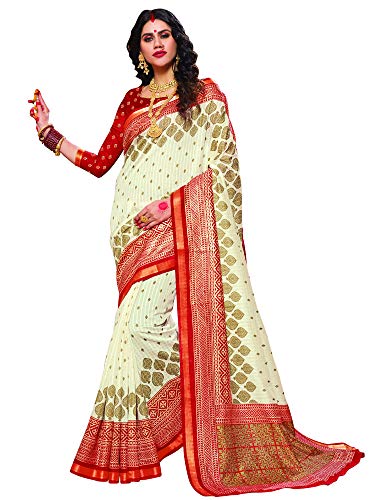 Image of AKHILAM Women's Silk Saree With Blouse Piece