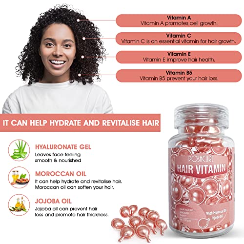 Poshcurl Hair Repair Treatment Capsules, Deep Conditioning Split Ends Oil Serum With Vitamins A C E Pro B5, Moroccan Oil, Jojoba Oil, Aloe Vera #TOP1