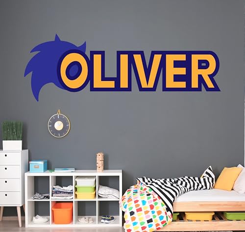 Vinilo decorativo personalizado con nombre y dibujo azul miniatura 2