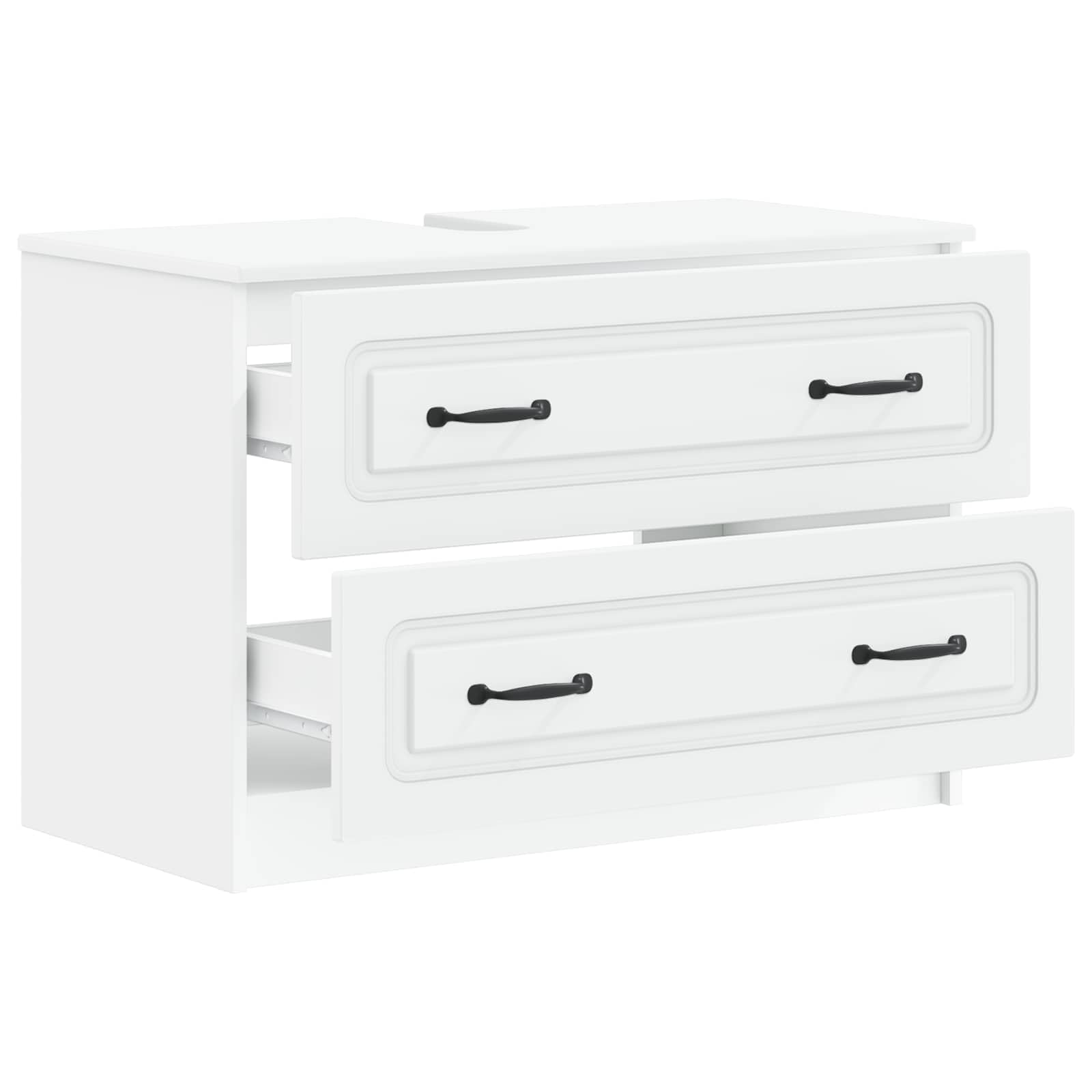 Utrecht Meuble de lavabo en bois avec tiroirs Blanc 82 x 41 x 56 cm