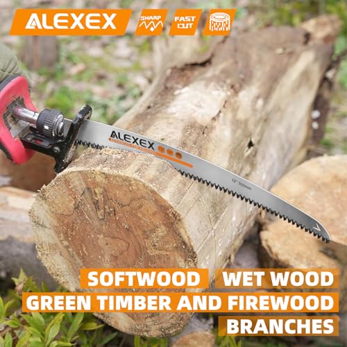 Image of ALEXEX 6Pcs 12 inch Japanese Teeth Reciprocating Saw Blades for Wood Cutting and Tree Trimming, 6TPI Arc Curved Wood Sawzall Blades for PVC Pipe Cutting, Cr-V Sabre Sawzall Pruning Blades 12 Inch