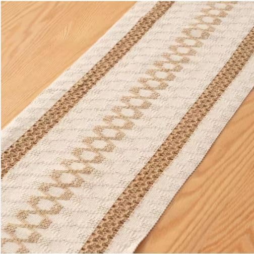 Image of HomeCloud Croshia Woven Table placemat - Heat Resistant, Washable Table Decoration for Dining, Office, Kitchen, Hotel, and Home (Runner White Beige, Set of 1)