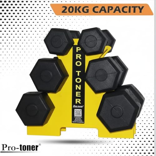 Image of Protoner PVC Dumbbell Rack for 3 Pairs, 20 kg Weight Capacity (Yellow)