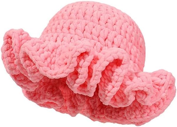 Handmade Adult Fisherman's Hat Women's Coral Fleece Knitted Pleated Edge Woolen Hats