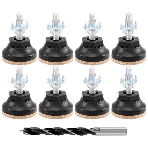 Yopeissn Tornillo de Ajuste Patas para Muebles Ajustables, 8 Piezas de Metal M8 X 42 mm Patas Ajustables para Muebles, Tornillo Regulador Tornillo de Ajuste con Tuercas de Accionamiento, Contratuercas