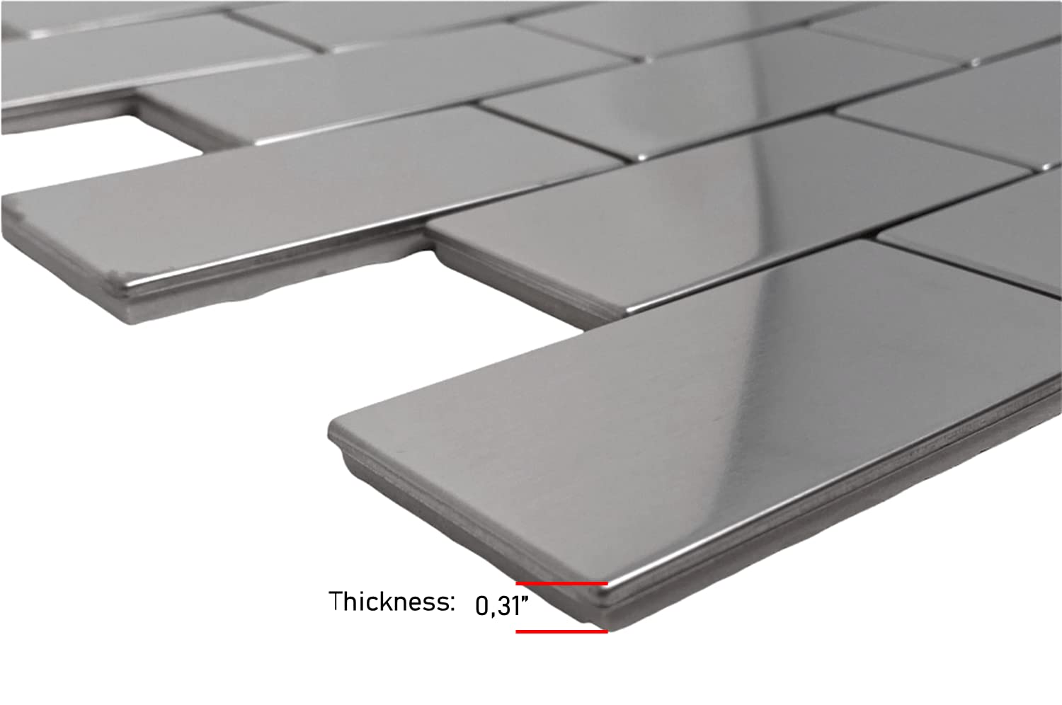 Tenedos 2x4 Brick Subway Stainless Steel Mosaic Tile, Mesh-Mounted for Kitchen Backsplash, Bathroom Wall Accent – Modern Metal Look (1 Sheet)