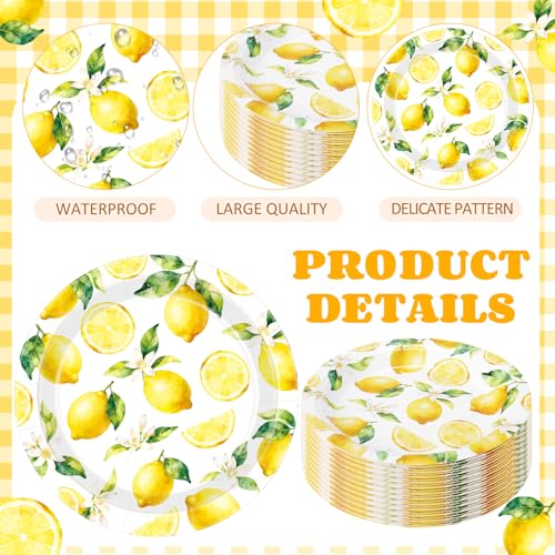 Image of Funnymoom 60 Pcs 7 Inch Lemon Party Paper Plates Lemonade Theme Decorations Fruit Dessert Plates Summer Disposable Tableware Dinnerware Set for Baby Shower Birthday Party Supplies