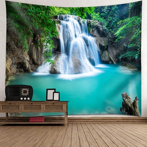 Tapiz de tela de 150x150 cm con diseño de cascada realista para exteriores e interiores