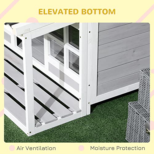Pawhut Wooden Dog House With Porch, Dog House Outdoor With Tilt Roof, Front Door, Windows For Medium Large Sized Dog #TOP6