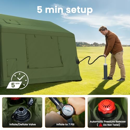 Image of ABORON Inflatable Camping Tent, 4 /6 /8 /10 /12 Person Easy Setup Blow Up Tent with Hand Pump, PU3000mm Waterproof 4 Season Glamping Tent for Outdoor Camping