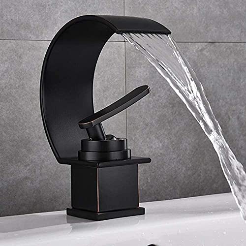 Robinet de salle de bain en laiton noir avec mitigeur eau chaude