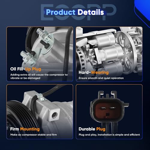 Image of ECCPP AC Compressor 2001-2007 Fit for Dodge Caravan 2.4L | 2001-2003 Fit for Chrysler Voyager 2.4L Fast Cooling AC Compressor with Clutch