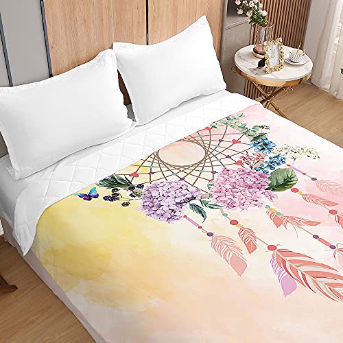 Couvre-lit attrape-rêve 3D rose 230x260 cm en microfibre douce réversible - 8