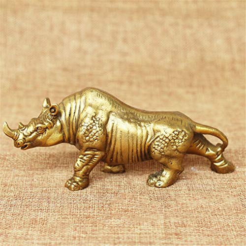 LBSST Stier/Kuh/Ochse Figur Statuen Und Skulpturen Wohnkultur 6"Chinesisches Fengshui Messing Wildes Nashorn Nashorn Bull Ox Tier Statue Statue Skulptur Cover