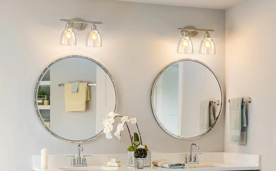 Image of Clear Glass Bell Shade Replacement - 1.65 inch Fitter - Compatible with Chandeliers, Wall Sconces, Vanity & Ceiling Lights - Decorative Lamp Globe for Home Lighting, 4 Pack