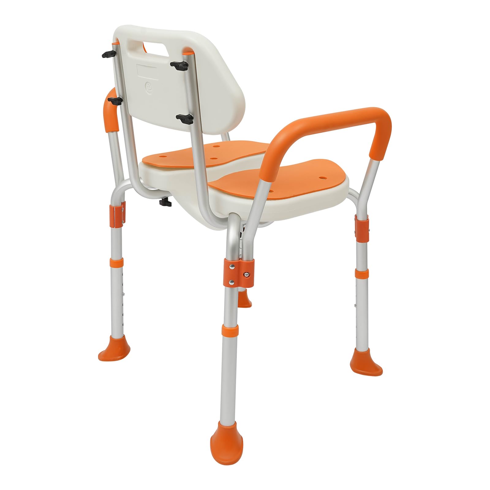 Silla de ducha con respaldo y reposabrazos, altura ajustable, antideslizante, silla de ducha para personas mayores de hasta 125 kg, con almohadillas antideslizantes para los pies