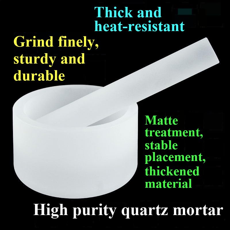 High Purity Quartz Mortar with Mortar Rod High Purity Quartz Glass Corrosion and high Temperature Resistance (1, 100x75mm)