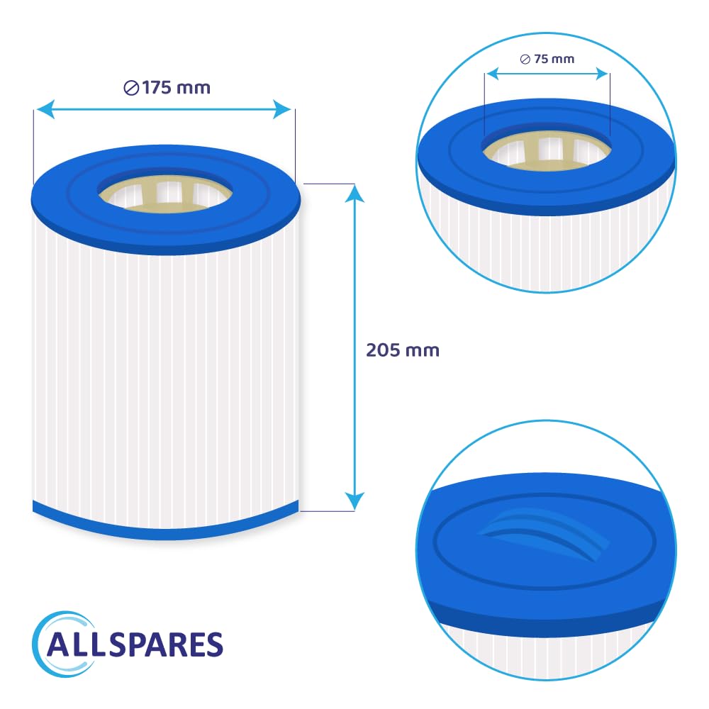 AllSpares Filtro dell'acqua per cartuccia filtrante Whirlpool/Pool adatto per Filtrinov FB12 | Ø 170 x 205 mm