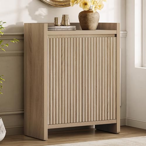 Image of SICOTAS Fluted Shoe Storage Cabinet for Entryway with Adjustable Shelves | 6-Tier Shoe Rack 24-Pair Shoes Organizer