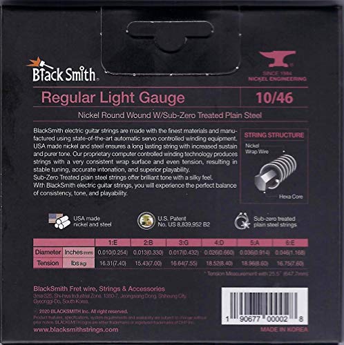 Blacksmith NW10-46 Pro Cordes pour Guitare Électrique Faible Calibre 10-46 - Les Beatles, Paul McCartney, John Lennon, RIngo Starr, George Harrison Blacksmith NW10-46 Pro Cordes pour Guitare Électrique Faible Calibre 10-46 – Image 3
