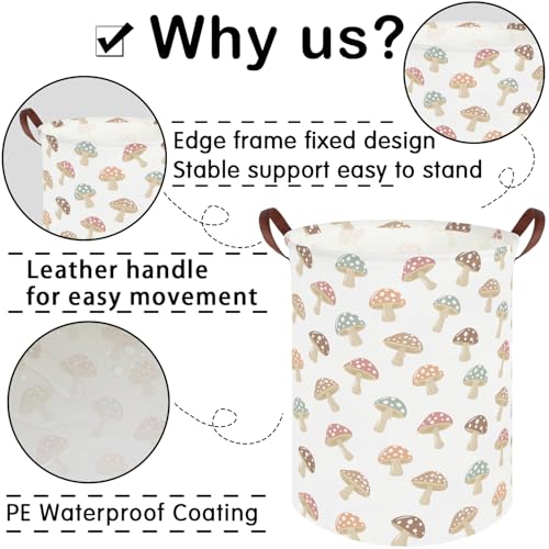 Image of Mushroom hamper,Laundry Basket,Collapsible Canvas Waterproof Storage Bin,Nursery Hamper,Gift Baskets,baby Laundry Hampers,Room Decor(Mushroom)
