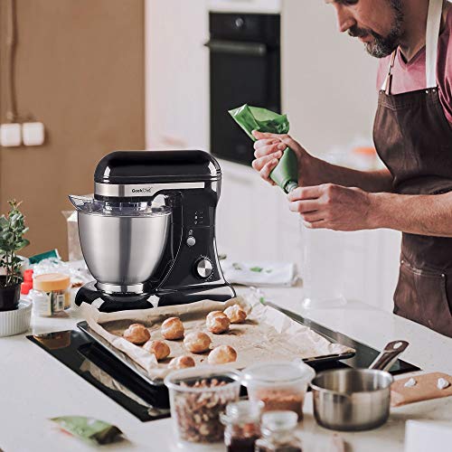 Geek Chef GSM45B Stainless Steel 2.6 Quart Bowl 12 Speed Kitchen Countertop Baking Food Stand Mixer with Beater Paddle, Dough Hook, and Whisk, Black - Thumbnail 4
