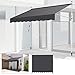EINFEBEN Auvent de balcon - Résistant aux UV - Hauteur réglable - Rétractable - Avec manivelle - Réglable en hauteur - Sans perçage - Polyester - 350 x 120 cm - Gris