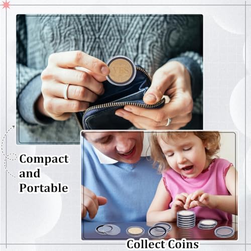 FINGERINSPIRE 20 cápsulas para monedas 1.5 pulg con anillo negro miniatura 5