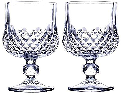 Image of Italian Style Classic White or Red Wine Glasses 160 ml Premium Crystal Clear Diamond Cut Glass | Perfect for Cocktail, Brandy, Mocktail, Champagne Set of (Small cry.$, 12)