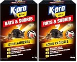 K.PRO CHOC   Pâtes Rats Souris   Action Radicale   Anticoagulant   Pour les Lieux Secs et Humides   Contient un Amérisant   Techniques Professionnelles   150 g (Lot de 2)