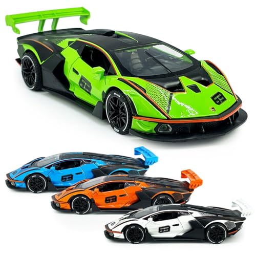 Image of Invite 1:24 Big Lamborghini Essenza SCV12 Diecast Scale Model Metal Pull Back Toy car for Kids with Openable Doors & Light, Music Toy Vehicle for Kids [Green-Color]