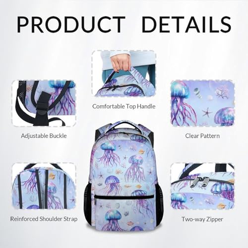 Mercuryelf Backpack for Girls - 17 Inch Jellyfish Backpacks for School - Cute Sea Bookbag for Teen Girls - Lightweight Durable School Bag4