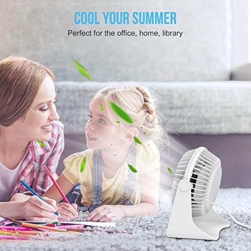 HONYIN Small USB Desk Fan, 3 Speeds Desktop Table Cooling Fan, 360° Rotatable, Strong Wind, Quiet Personal Little Fan Powered by USB for Bedroom Home Office
