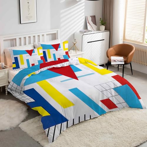 Housse de couette 220x240 géométrique motif triangle en microfibre douce - 2