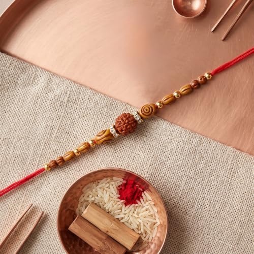 Image of I Jewels Traditional Rudraksha Designer Rakhi for Boys Brother Men (R524)