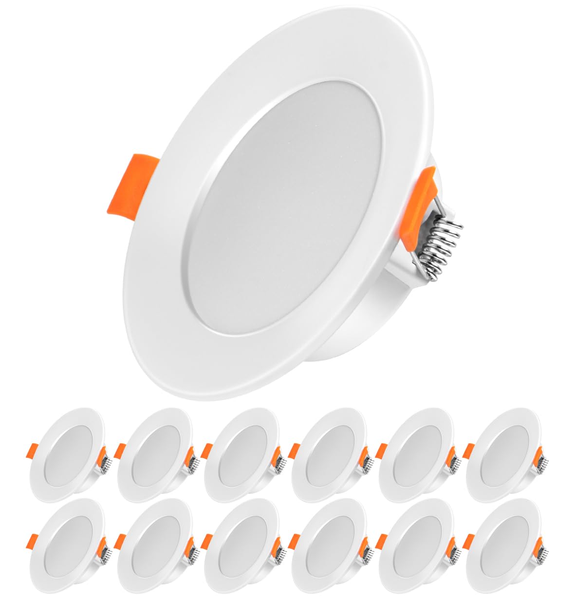 Dexnump Faretto da incasso a LED 230 V, ultra piatto, confezione da 12 faretti da incasso 2700 K, 7 W, faretti da soffitto energetici, IP44, per bagno, cucina, soggiorno