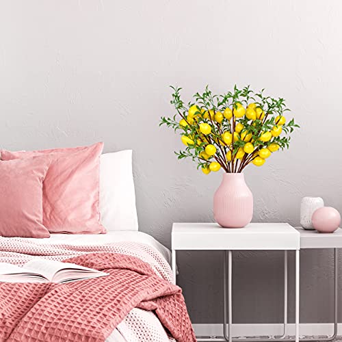 Vierena 6Pcs Lemon Decor Fake Lemons Branch Yellow Artificial Lemon For Kitchen,Party,Farmhouse,Table Centerpiece,Home Decoration #TOP5