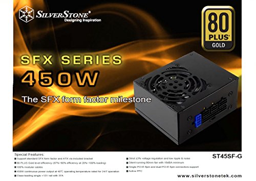 SilverStone SST-ST45SF-G v 2.0 - Alimentatore per PC SFX Series, 450W 80 Plus Gold PC Power Supply, Low Noise 80mm, 100% modular
