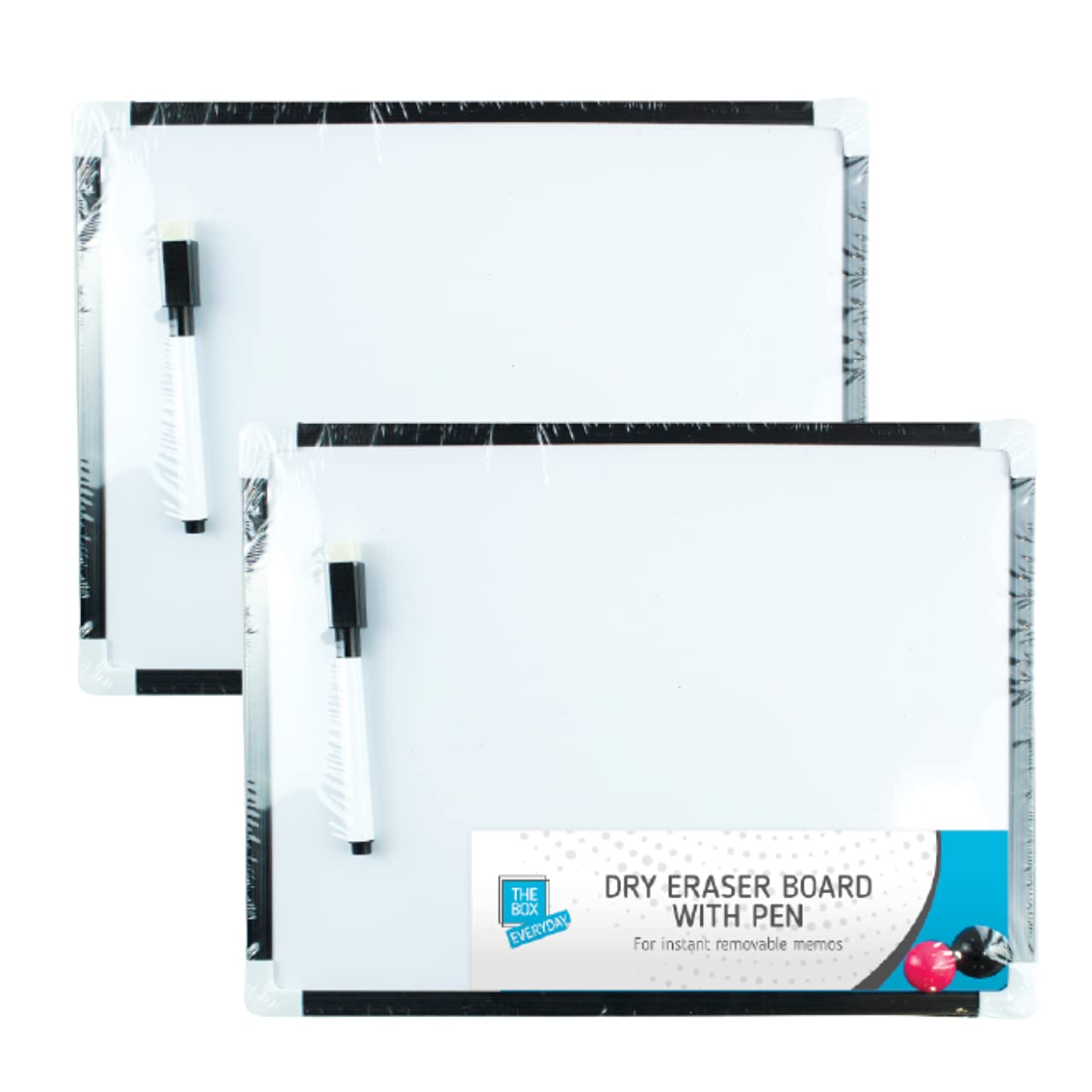 x2 Mini Whiteboards GENERISE Dry Wipe Magnetic A4 Small Whiteboards with Marker Pen, Eraser & x2 Magnets (30cm x 22cm) Portable Notice Memo Board for Kitchen Wall, Kids etc